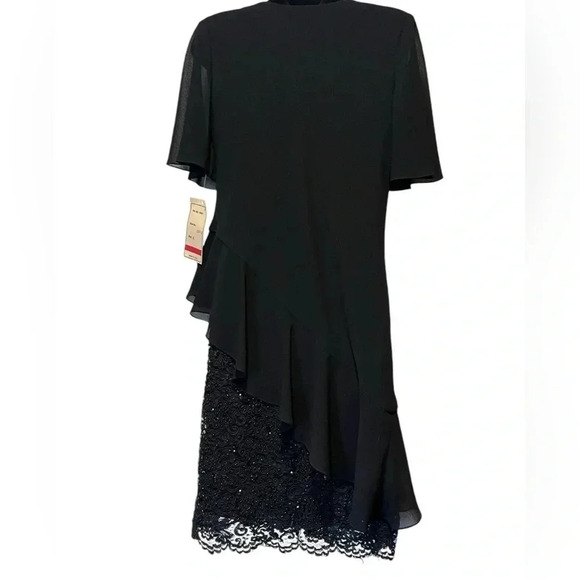 Vintage NWT Southern Gothic Beaded Black Short Sleeve Womens Asymmetrical Dress - Picture 4 of 11